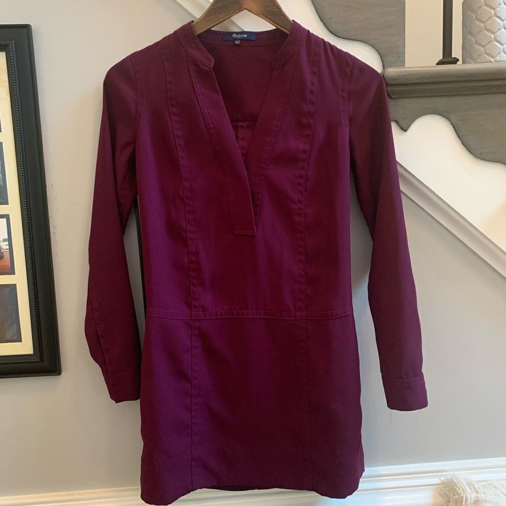 Madewell. Plum V -Neck L/S Sheath Dress sz XXS